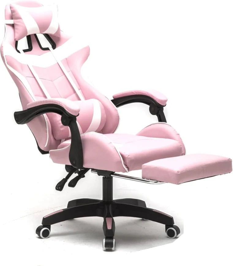 Silla Gamer y Oficina Apoya pies Reclinable TriMAx Pc Azul rojo negro, rosa blanco