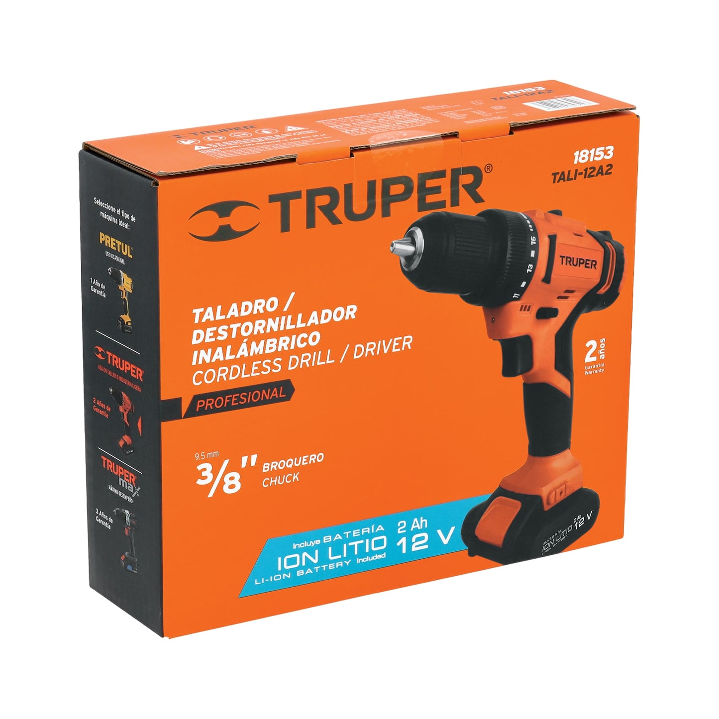 Taladro 38, 12V, 1 batería 2Ah, PRO