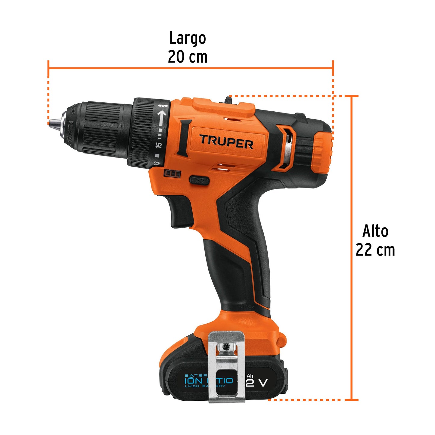 Taladro 38, 12V, 1 batería 2Ah, PRO