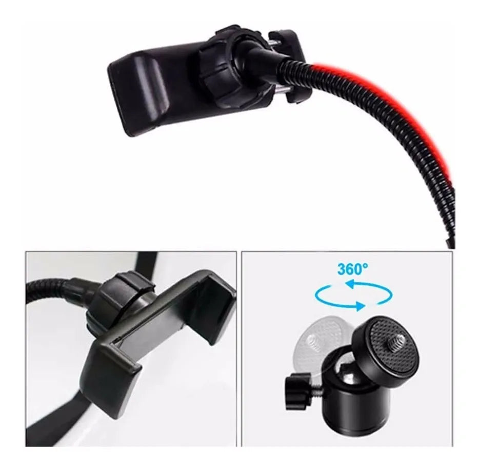 Aro de luz Led de 26 cm  con Tripode y base para Celular