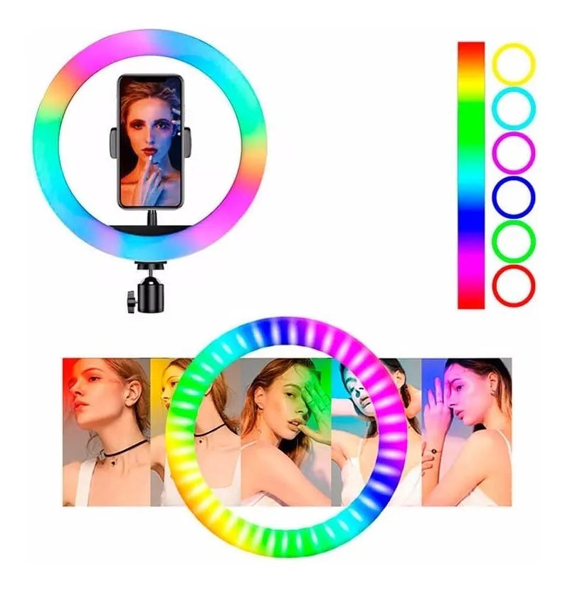 Aro de luz Led de 26 cm  con Tripode y base para Celular