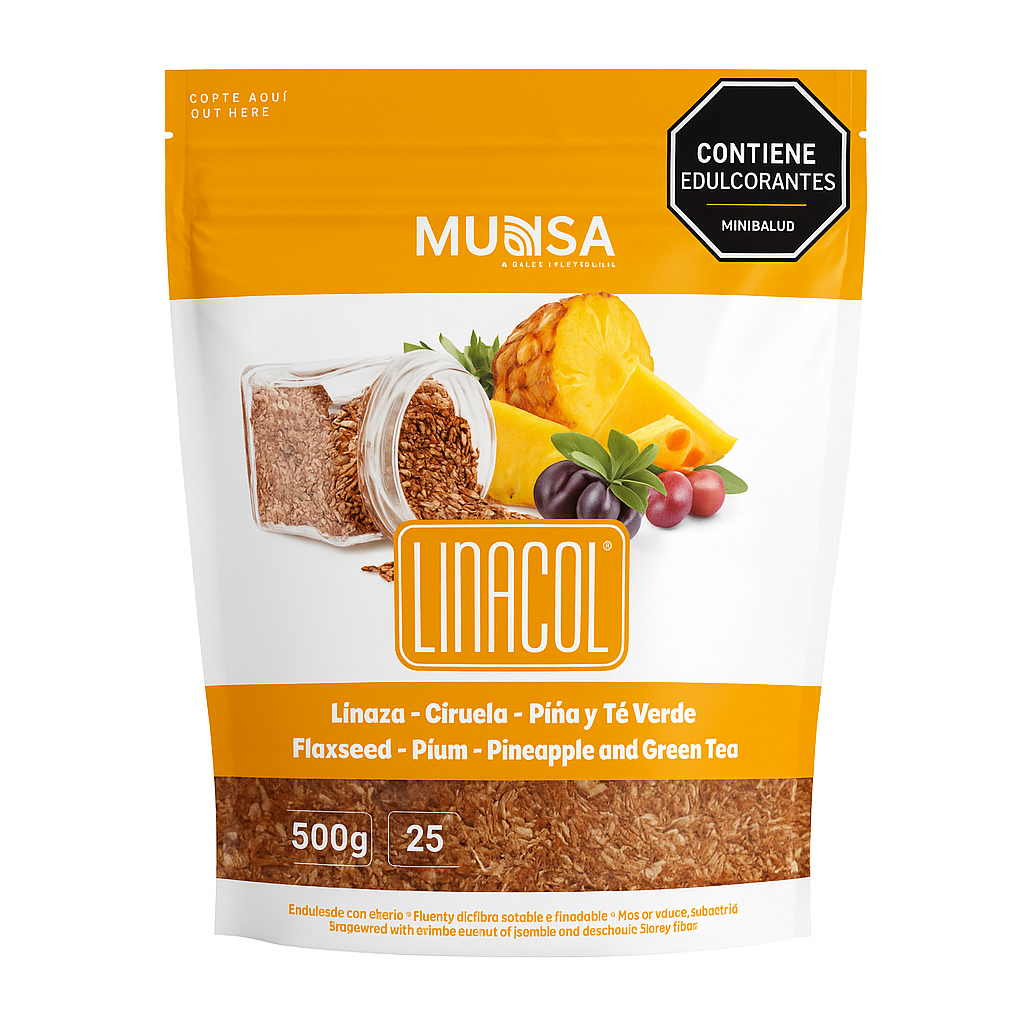 Linacol Munsa Fibra 500g Ciruela + Linaza + Piña +té Verde