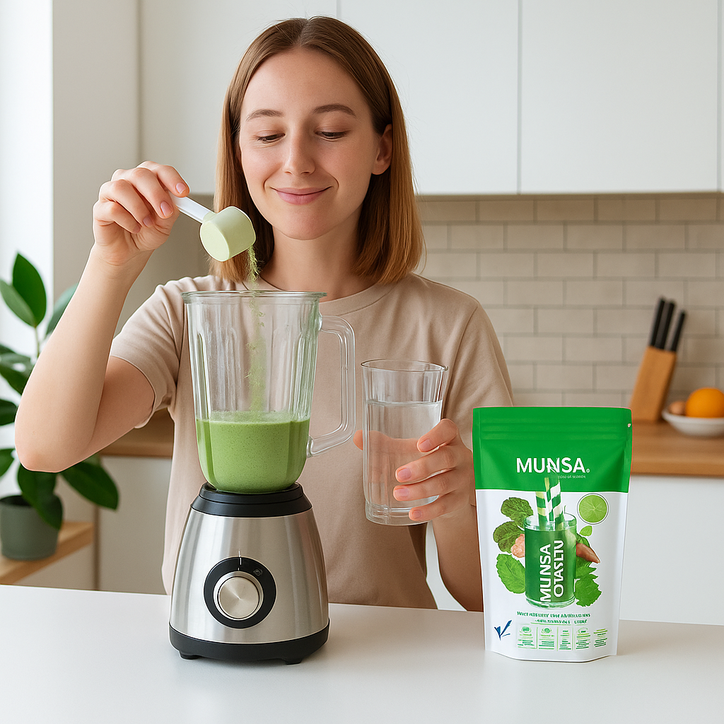 Munsa Green Mix De Frutas Y Verduras Verdes 250g Con Nopal Espinaca Brócoli Jengibre Limón Superfood Vegano Prebióticos Suplemento Saludable