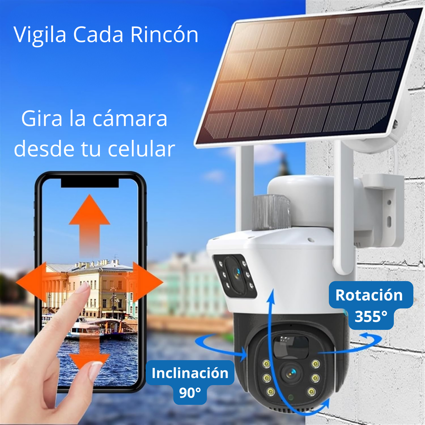 Camara Doble Lente Exterior Solar Simcard 4g Resiste Agua
