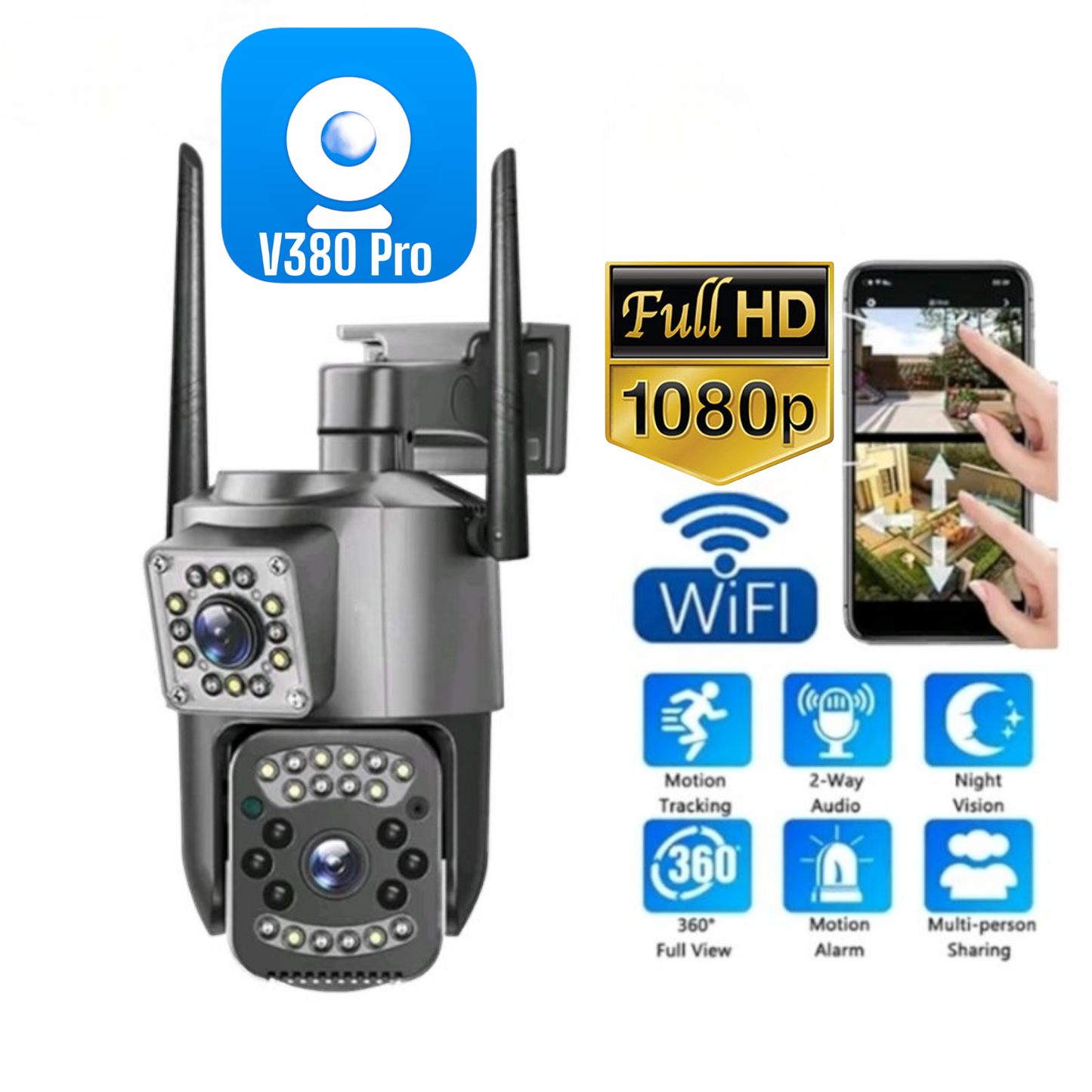 Camara De Seguridad Ptz Doble Lente Alta Definicion Exterior Color Gris Oscuro
