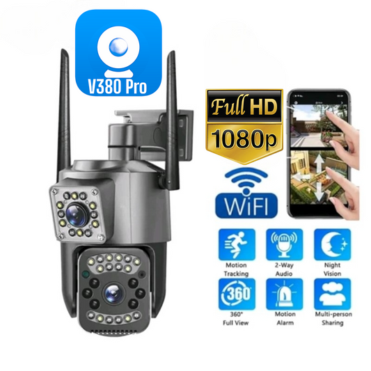 Camara De Seguridad Ptz Doble Lente Alta Definicion Exterior Color Gris Oscuro