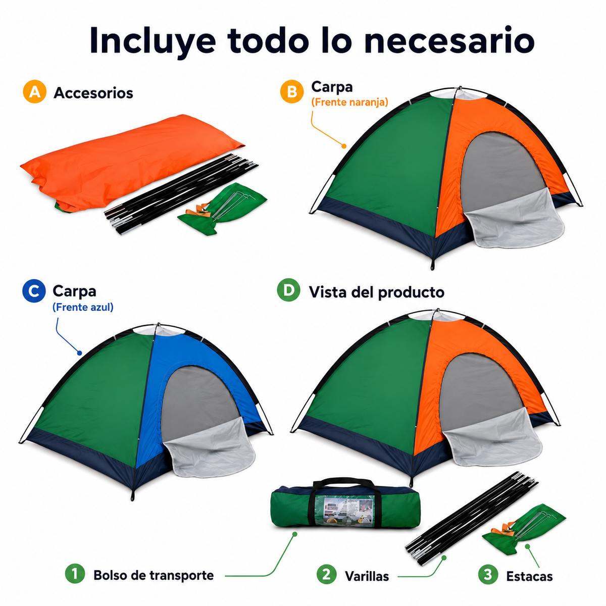 Genérica Camping Carpa para 3 personas