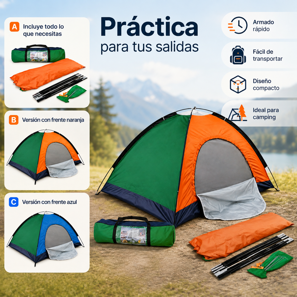 Genérica Camping Carpa para 3 personas