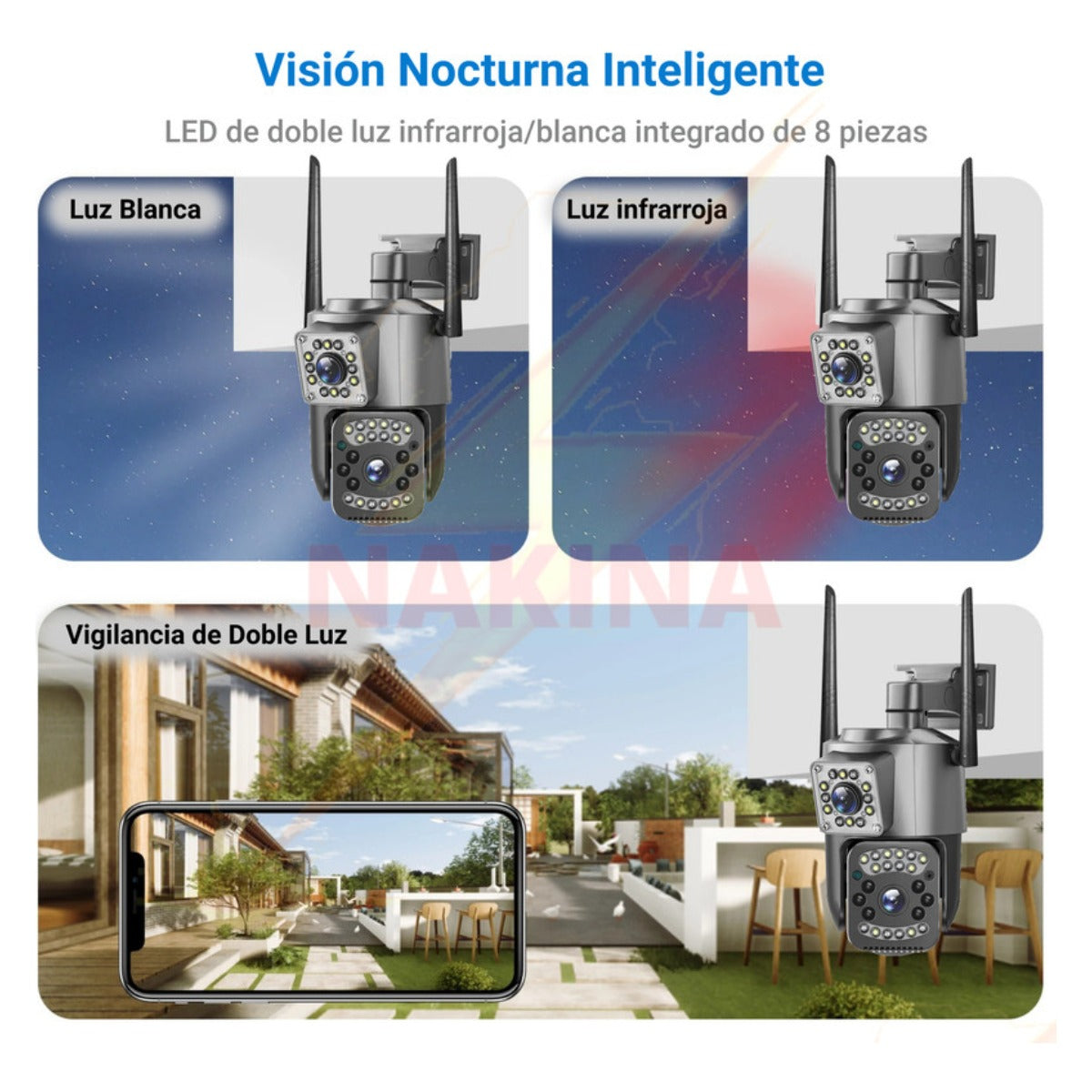 Camara De Seguridad Ptz Doble Lente Alta Definicion Exterior Color Gris Oscuro