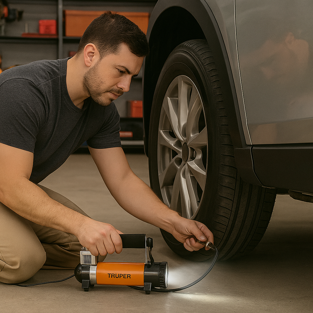 Compresor De Aire Para Carro 12v Con Maletín Truper Comp-12 19999 Color Naranja/negro