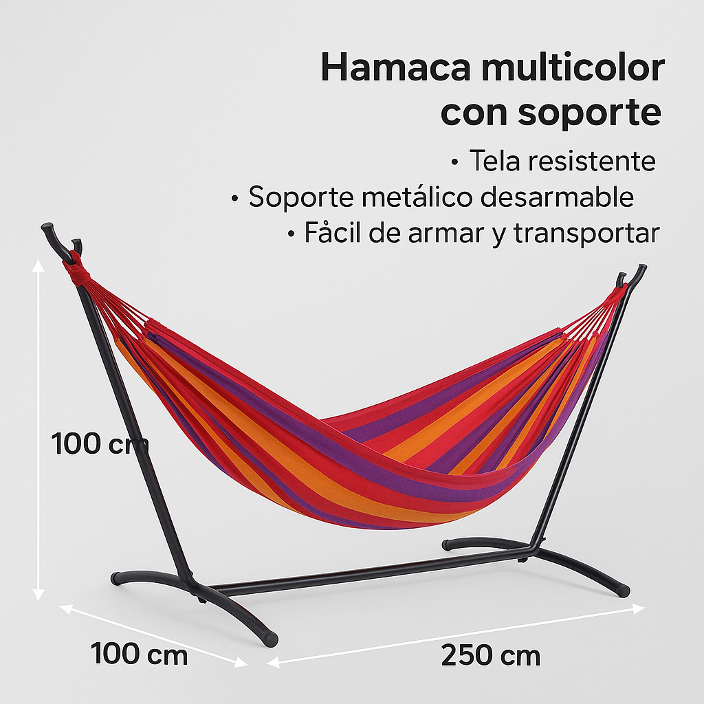 Hamaca Portátil Con Soporte Metálico Desarmable