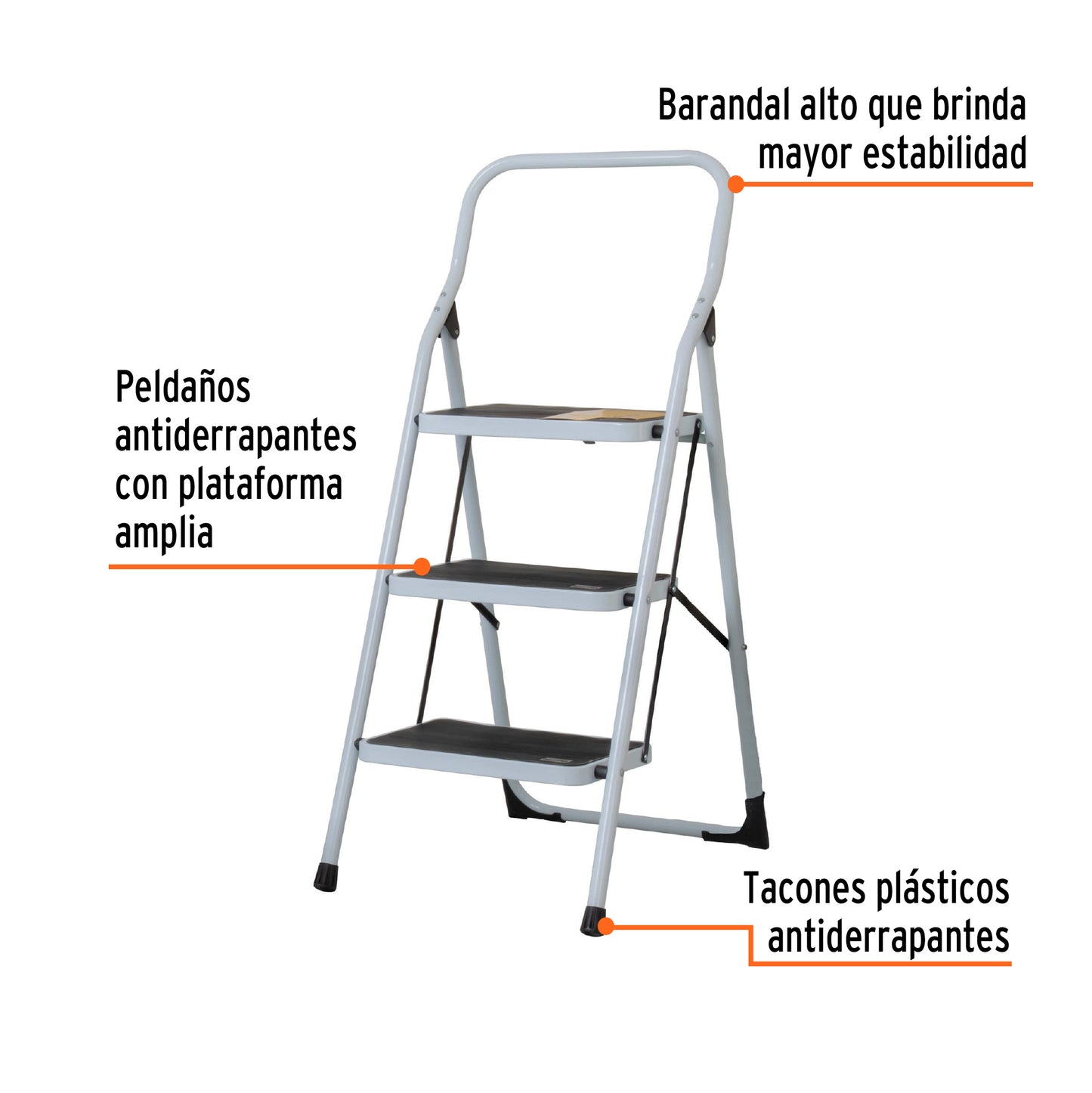 Escalera Pretul 3 Peldaños Plegable, segura en cada paso