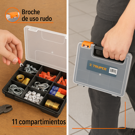 Organizador TRUPER 11 compartimentos | Orden fácil en casa y taller