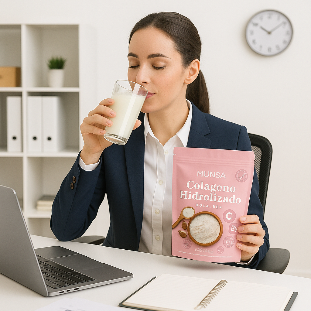 Colágeno Hidrolizado Munsa Con Vitamina C Biotina Calcio Y Prebióticos Suplemento Natural Para Piel Firme Cabello Radiante Y Articulaciones Fuertes