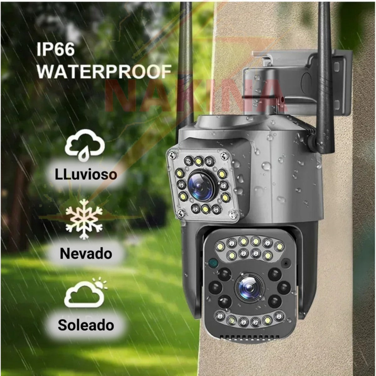 Camara De Seguridad Ptz Doble Lente Alta Definicion Exterior Color Gris Oscuro