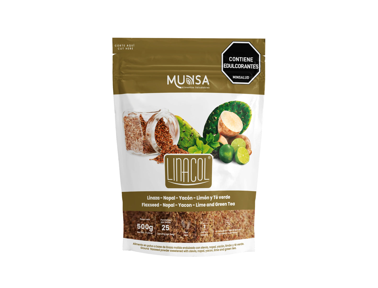 Linacol 500g Linaza Nopal + Yacón + Té Verde Saludable