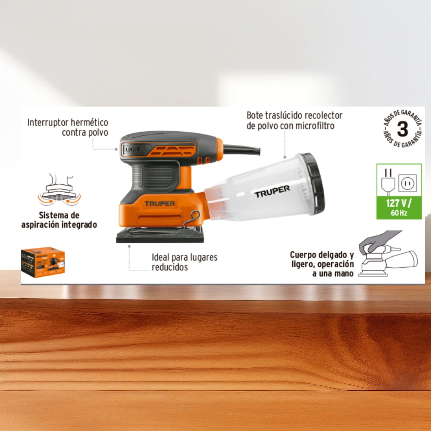 Lijadora Orbital Truper Lior-1/4a 240w Naranja