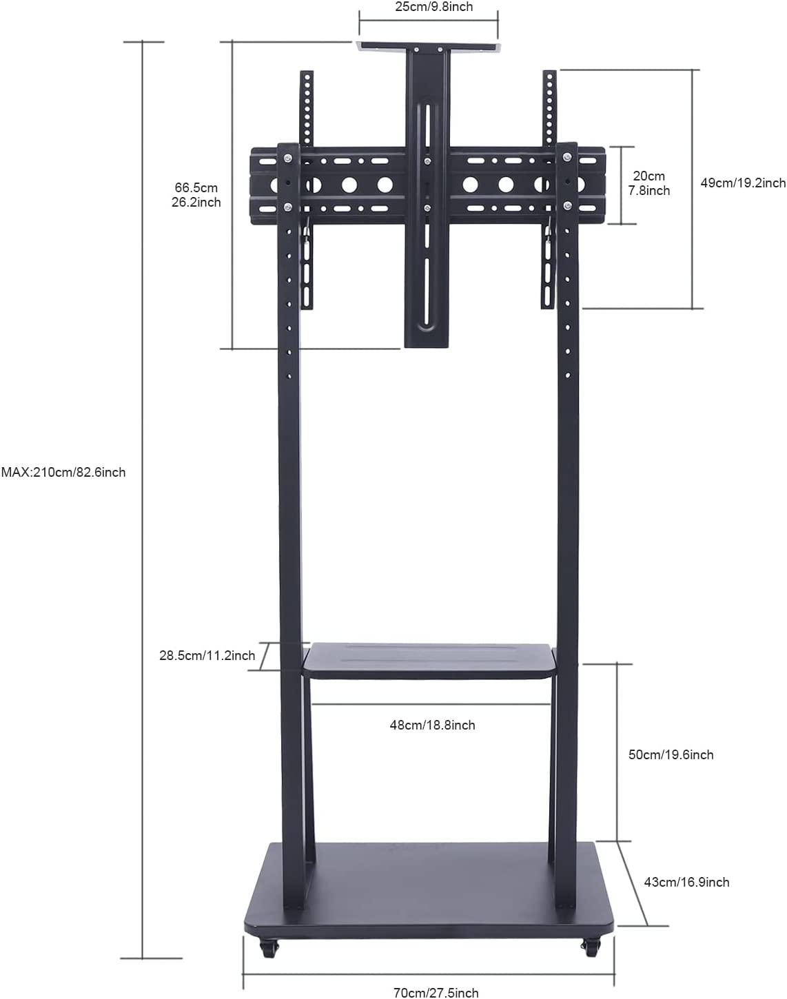 Soporte  Pedestal Ruedas 32 A 50 /max 50kg Tv Móvil Carrito